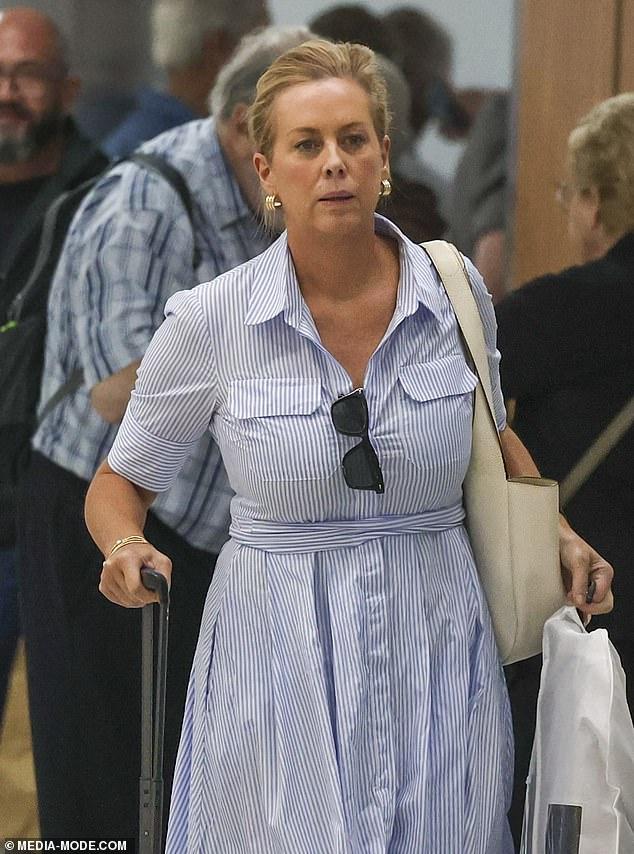 News Room : Samantha Armytage looks effortlessly chic in a shirt dress and $900 Chanel sandals as The Golden Bachelor host touches down in Sydney