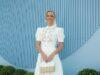 News Room : Pretty as a princess! Sylvia Jeffreys looks elegant in a white lace dress at Derby Day as she gives a nod to a famous movie character with one cute accessory News Room Pretty as a princess Sylvia Jeffreys looks