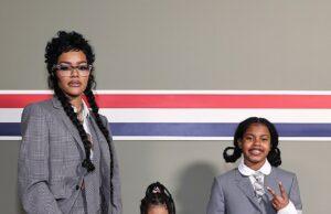 News Room : Teyana Taylor coordinates with daughters Junie, 10, and Rue, 5, in preppy Thom Browne looks at GQ’s pre-Super Bowl bash News Room Teyana Taylor coordinates with daughters Junie 10