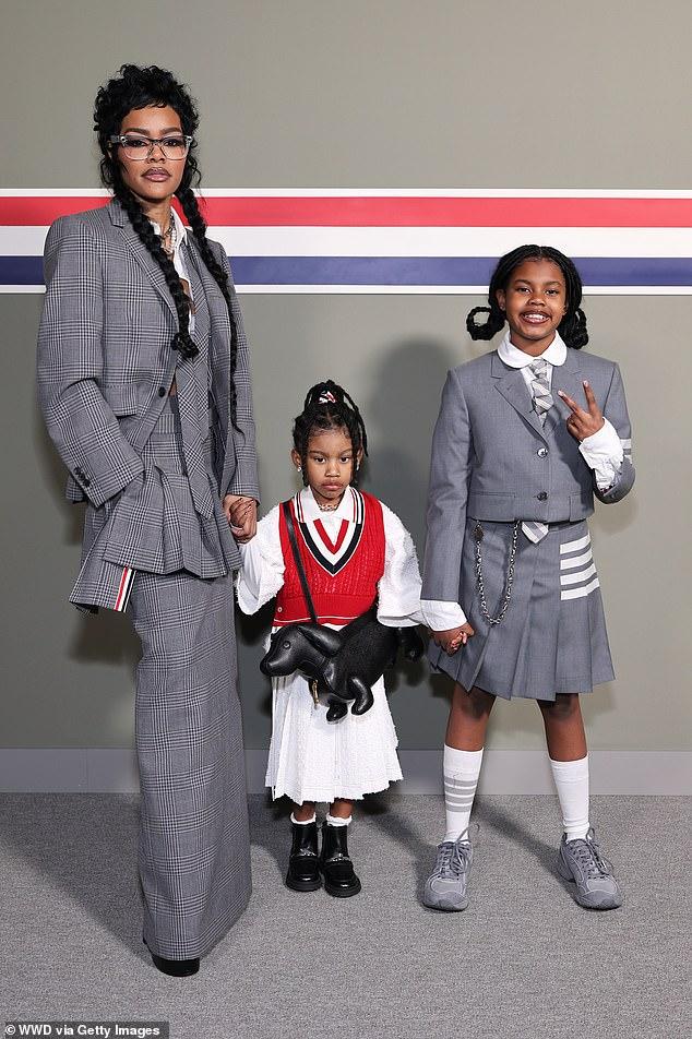 News Room : Teyana Taylor coordinates with daughters Junie, 10, and Rue, 5, in preppy Thom Browne looks at GQ’s pre-Super Bowl bash