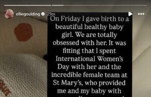 News Room : Ellie Goulding gives birth! Singer, 39, welcomes a ‘beautiful and healthy’ baby girl with boyfriend Beau Minniear, 28 News Room Ellie Goulding gives birth Singer 39 welcomes