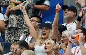 News Room : England WAGs Megan Pickford, Ellie Alderson and Ashlyn Castro cheer from the stands at thrilling World Cup game against Croatia News Room England WAGs Megan Pickford Ellie Alderson and