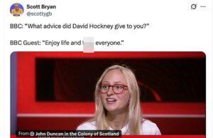 News Room : Moment BBC guest drops f-bomb live on TV during tribute to David Hockney after artist’s death aged 88 forcing apology from presenter