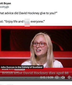 News Room : Moment BBC guest drops f-bomb live on TV during tribute to David Hockney after artist’s death aged 88 forcing apology from presenter News Room Moment BBC guest drops f bomb live on