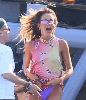 News Room Ciggie smoking Pip Edwards lets loose in Mykonos