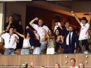 News Room : David Beckham roars as he celebrates England World Cup victory with Victoria and their children News Room David Beckham roars as he celebrates England