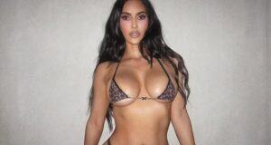 News Room : Kim Kardashian strips down to skimpy bra in raunchy lingerie shoot for new SKIMS drop
