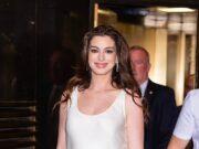 News Room Pregnant Anne Hathaway 43 glows in silk