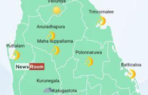 News Room : Showers in Western, Sabaragamuwa, Southern, Uva, Central, North-western and North-central provinces and in Mannar district