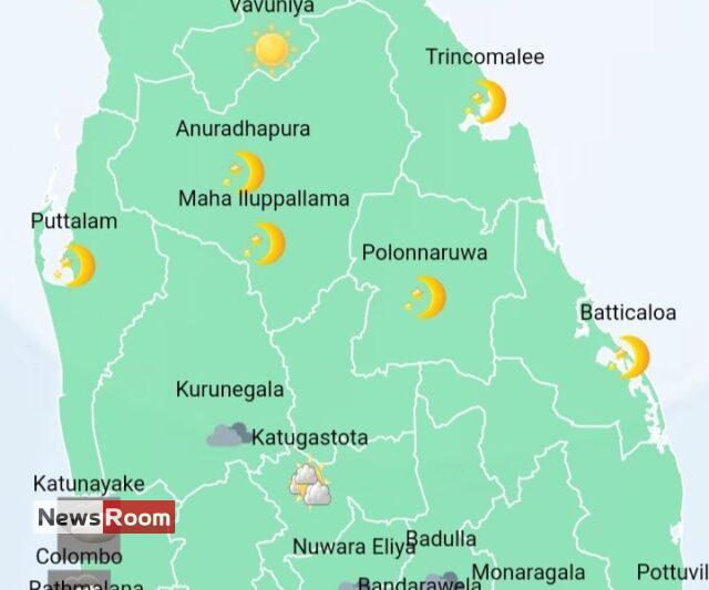 News Room : Showers in Western, Sabaragamuwa, Southern, Uva, Central, North-western and North-central provinces and in Mannar district