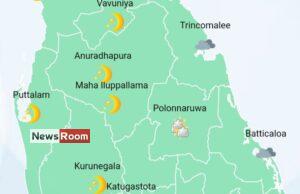 News Room Showers in Western and Sabaragamuwa provinces and
