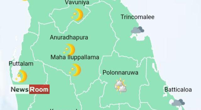 News Room Showers in Western and Sabaragamuwa provinces and