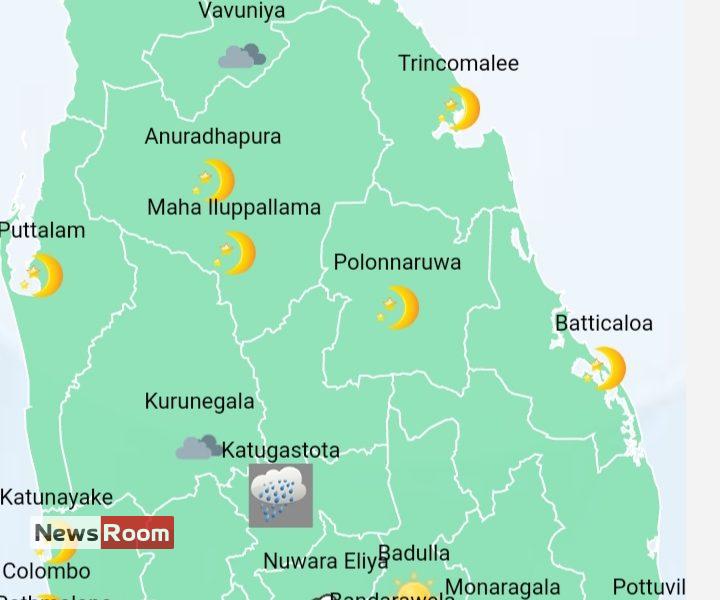 News Room : Showers in Western, Sabaragamuwa, Central, North-Western and