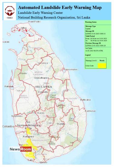 News Room : Landslide early warnings issued to Galle, Kalutara