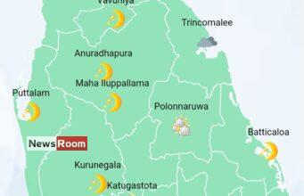 News Room Showers in Western Sabaragamuwa North Western Central and