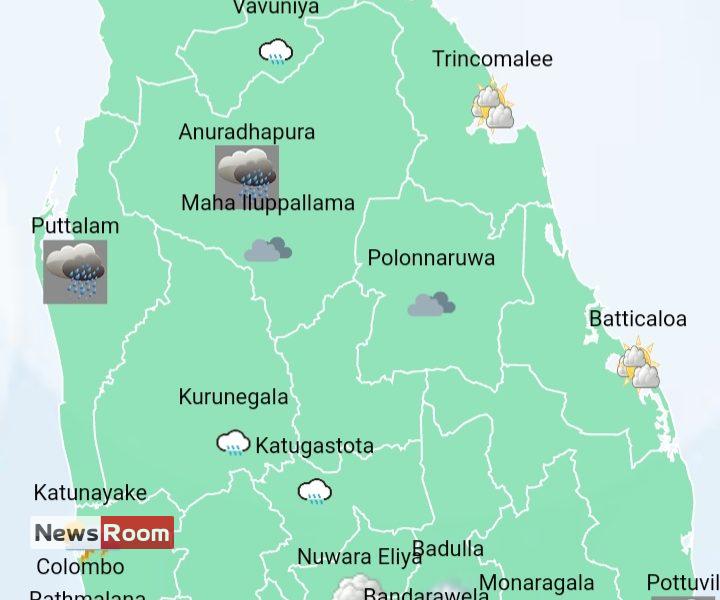News Room : Showers in Western, Sabaragamuwa, North-Western and Northern