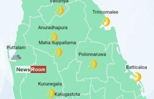 News Room Showers in Western Sabaragamuwa and North Western provinces
