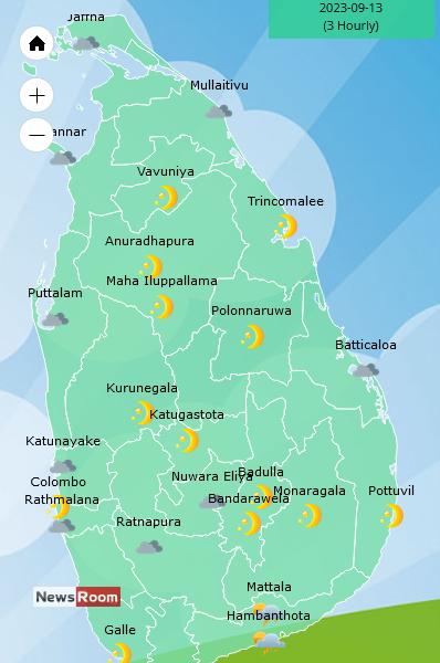 News Room : Showers in Western, Sabaragamuwa, Southern and North-western