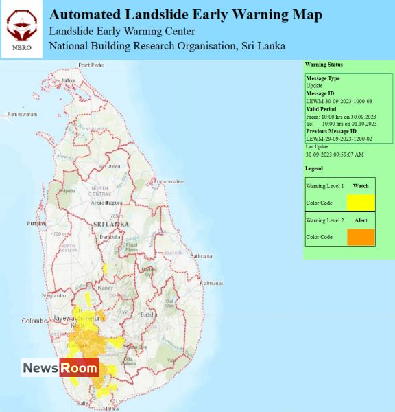 News Room : Landslide Early Warnings issued to Galle, Hambantota,