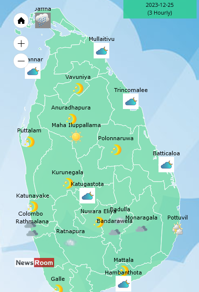 News Room : Showers in Northern, North-central, Eastern, Sabaragamuwa, Uva