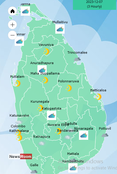 News Room : Showers or thundershowers over most provinces of