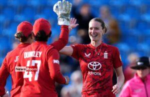 News Room : Em Arlott makes up for lost time as England women romp to nine-wicket rout