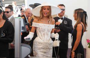 News Room : Rebecca Judd suffers awkward mishap as she attempts to enter the prestigious Birdcage on Derby Day
