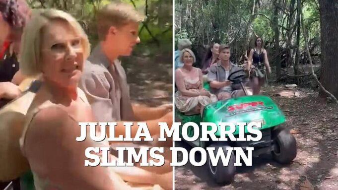 Fat woman riding in an open car in the forest during daytime.