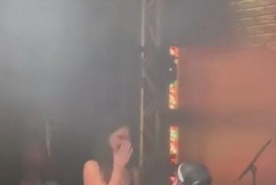 Unbelievable moment on stage as a young woman gets surprised and emotional during a heartfelt performance.