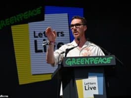 Greenpeace speaker at a Lanka News Room event promoting environmental awareness and climate activism.