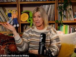 A woman speaking during interview with bookshelf background, colorful toys, and decor.