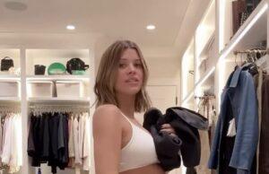 News Room : Sofia Richie gives rare look at baby bump in a bra and pants… ahead of birth of second child News Room Sofia Richie gives rare look at baby