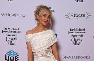 News Room : Jorgie Porter puts on a glamorous display in a white lace sheer dress as she joins Alan Halsall and his new girlfriend at Manchester charity ball