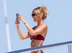 News Room : Bella Hadid strips down to tiny red bikini as she soaks up the sun aboard a luxury yacht in Saint-Tropez