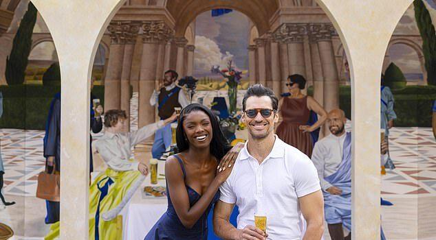 News Room David Gandy and Leomie Anderson pour beers