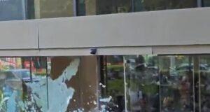 News Room Wild moment fans smash through glass doors